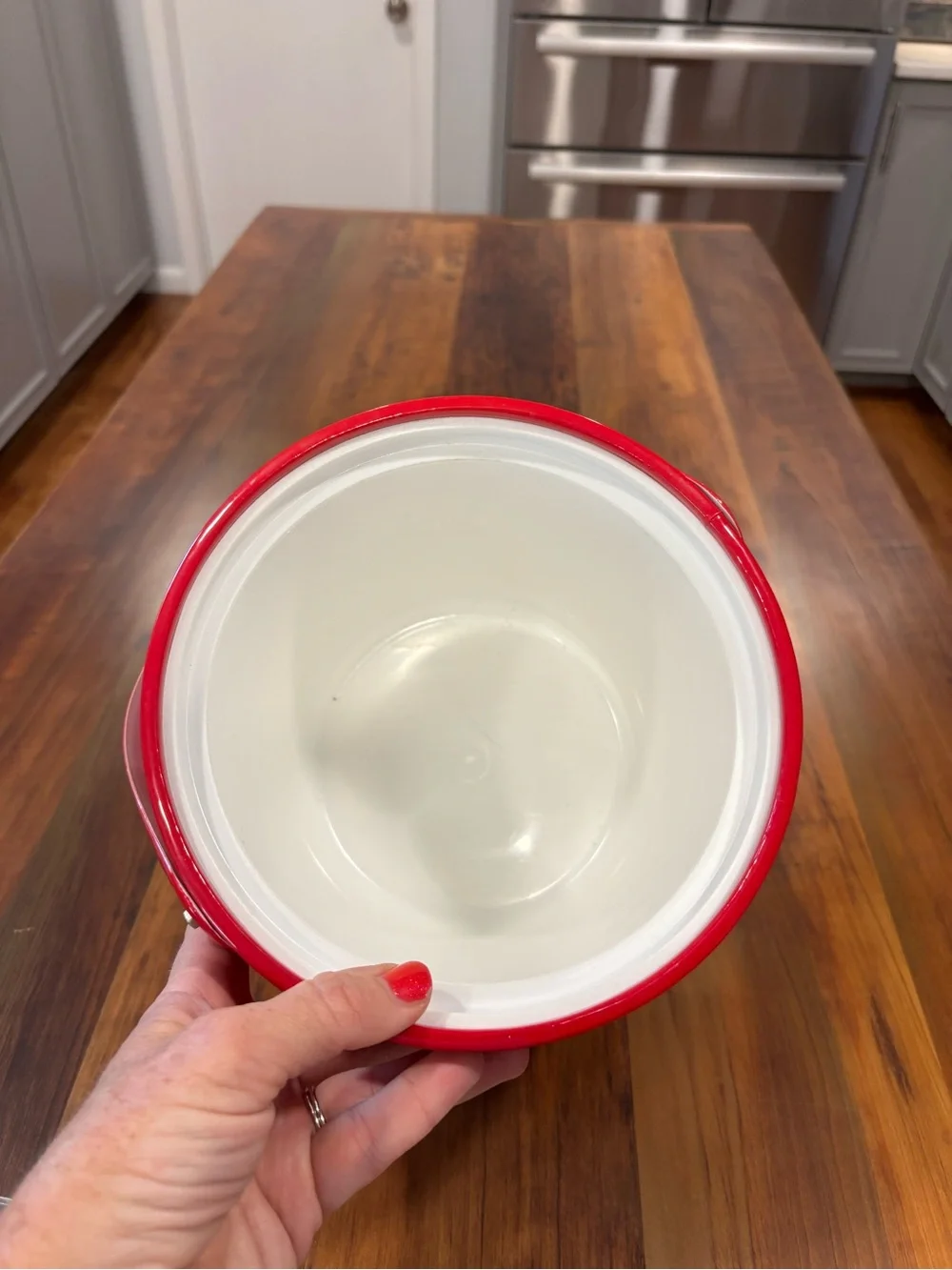 Vintage Georges Briard Red & White Ice Bucket